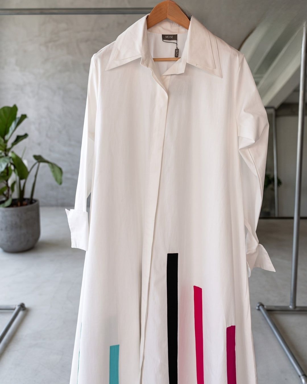 Driti - White Contemporary Printed Long Shirt Dress