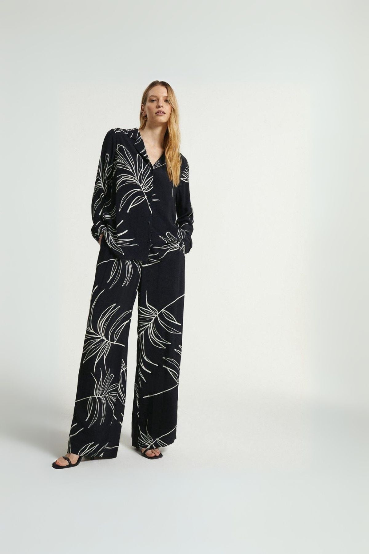 Black Botanical Print Co-Ord Set