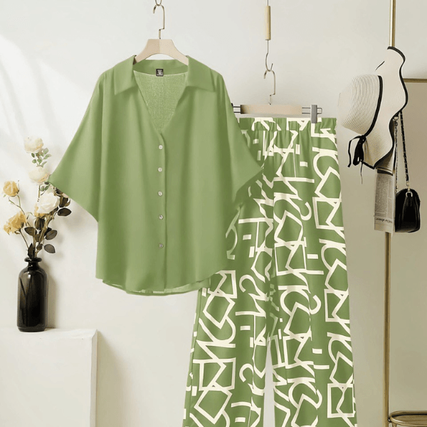 Casual Parrot Green Zebra Printed Plazzo Set