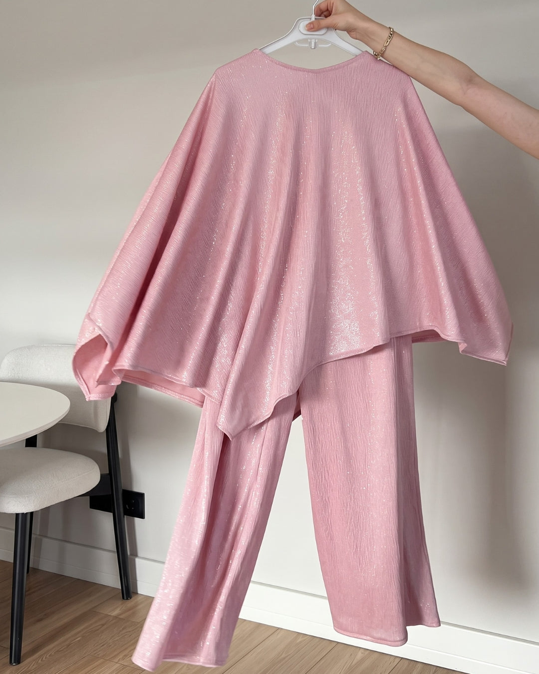 Kiona - Pink Shimmer Cape Palazzo Co-Ord