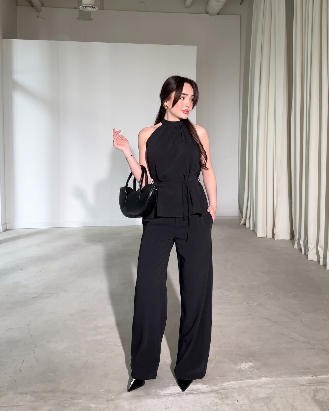 Amaya - Black Luxe Halter Neck Trouser Co-Ord Set