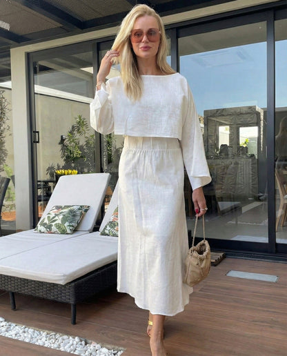 Noor Off-White Cotton Linen Co-ord Set
