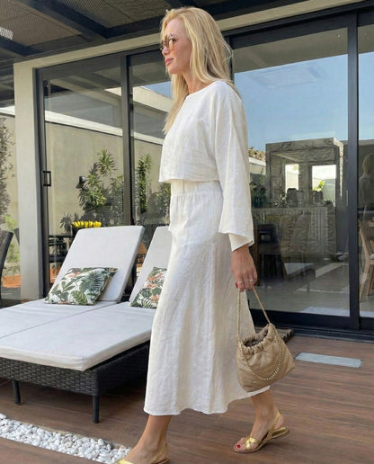 Noor Off-White Cotton Linen Co-ord Set