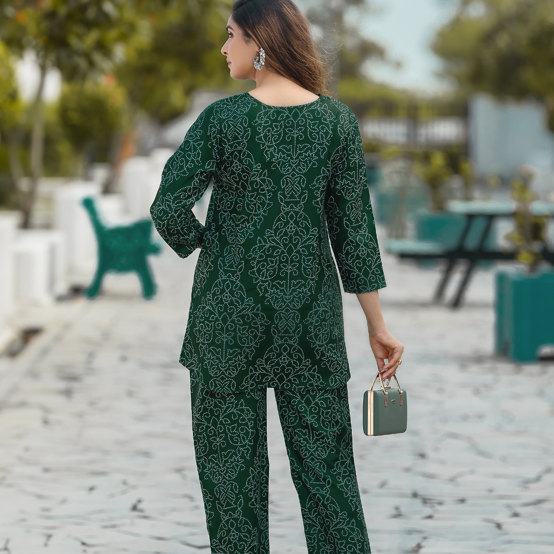 Deep Green Ornate Patterned Co-Ord Set