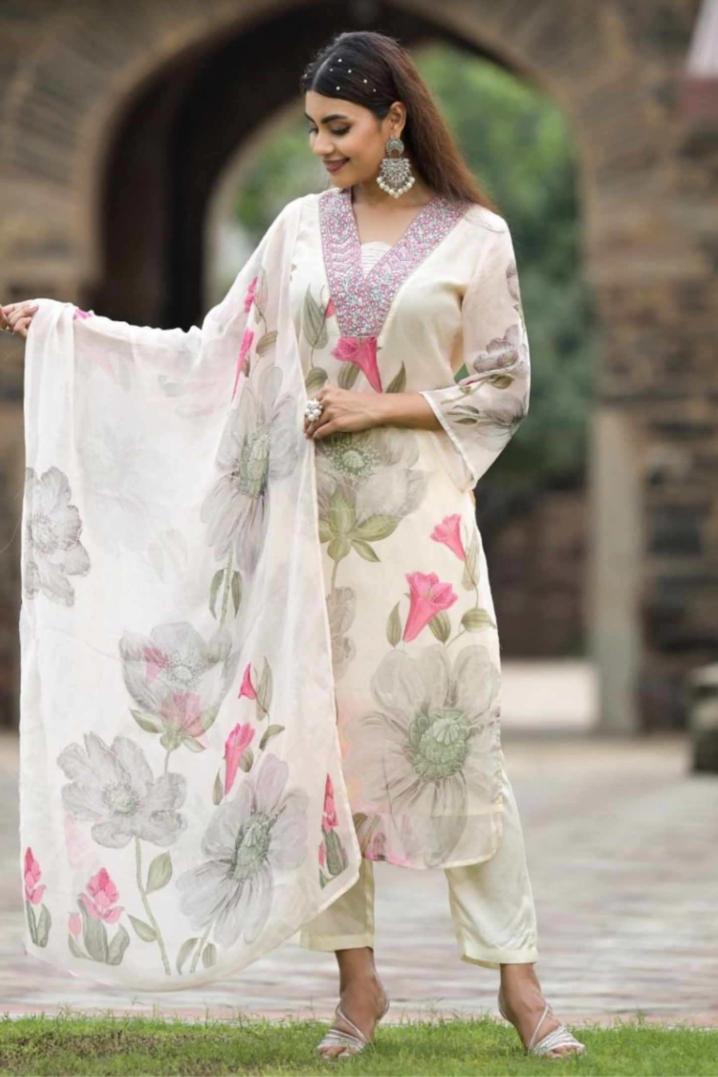 Ivory Petals- Printed Kurta Set