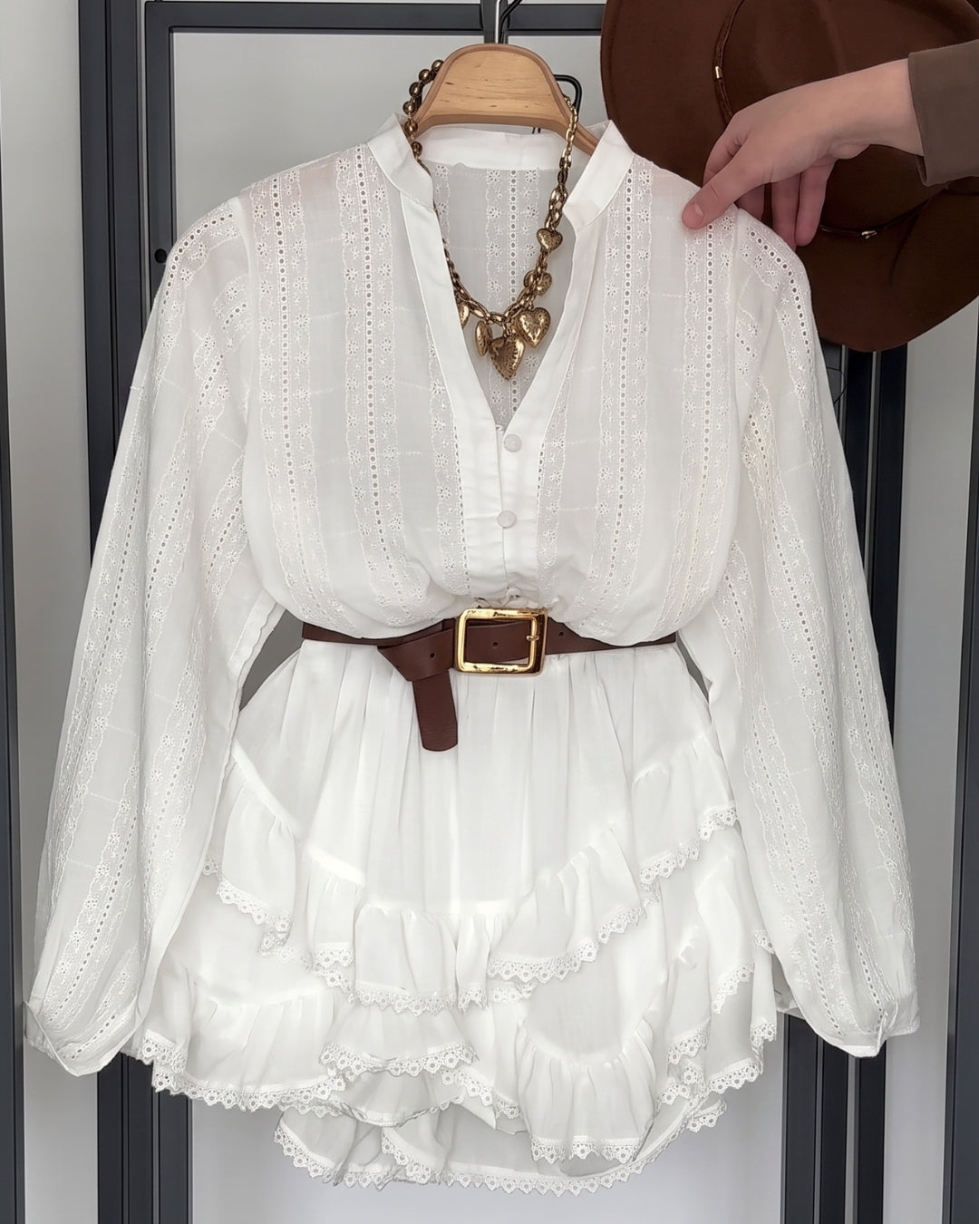 Mirina - Dreamy White Lace Resort Wear Co-Ord Set