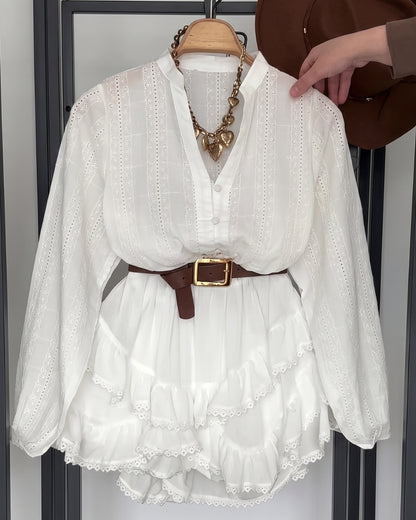 Mirina - Dreamy White Lace Resort Wear Co-Ord Set