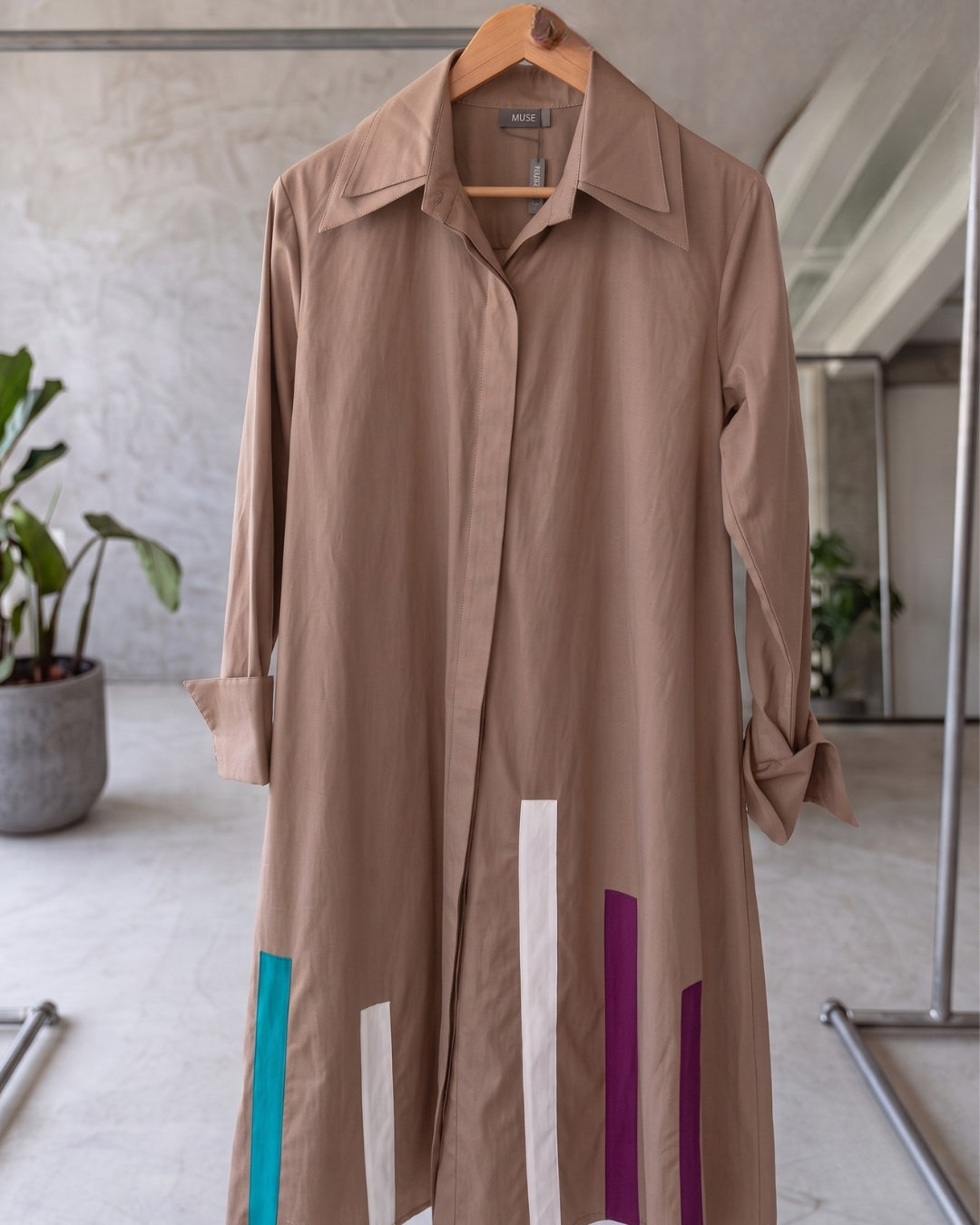 Driti - Brown Contemporary Printed Long Shirt Dress