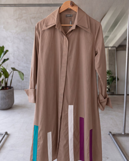 Driti - Brown Contemporary Printed Long Shirt Dress