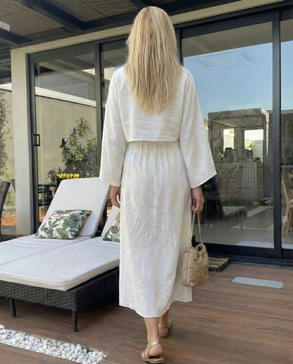 Noor Off-White Cotton Linen Co-ord Set