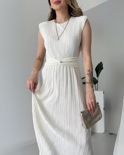 Nyxa Pleated Dress – White
