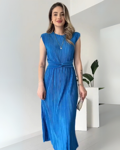 Nyxa Pleated Dress – Blue