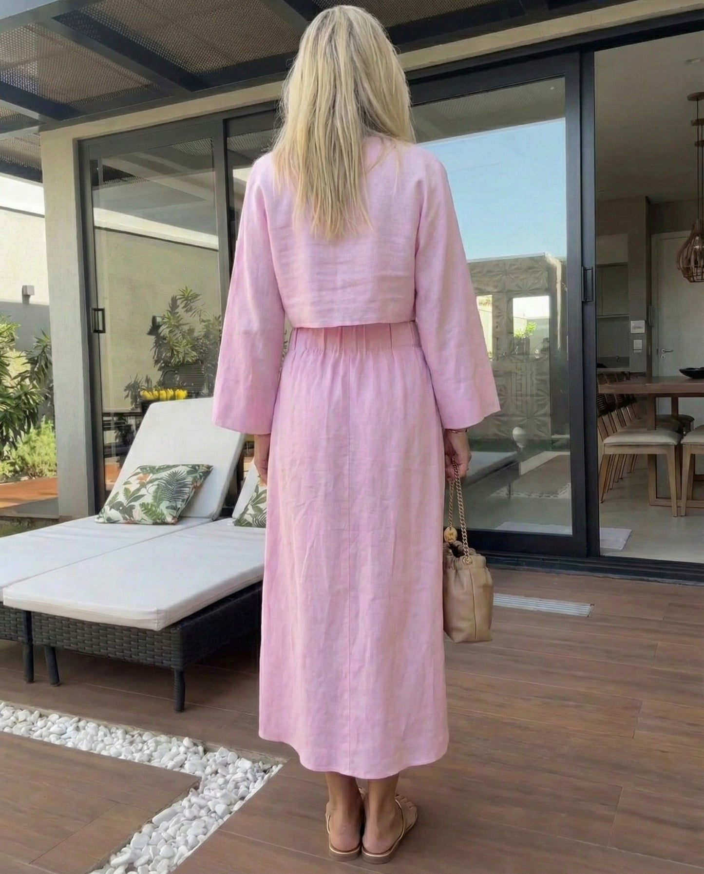 Noor Pink Cotton Linen Co-ord Set