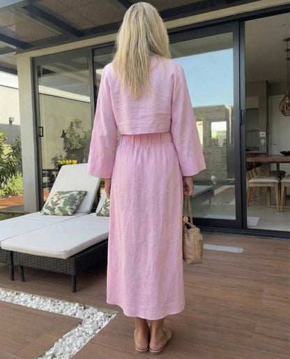 Noor Pink Cotton Linen Co-ord Set