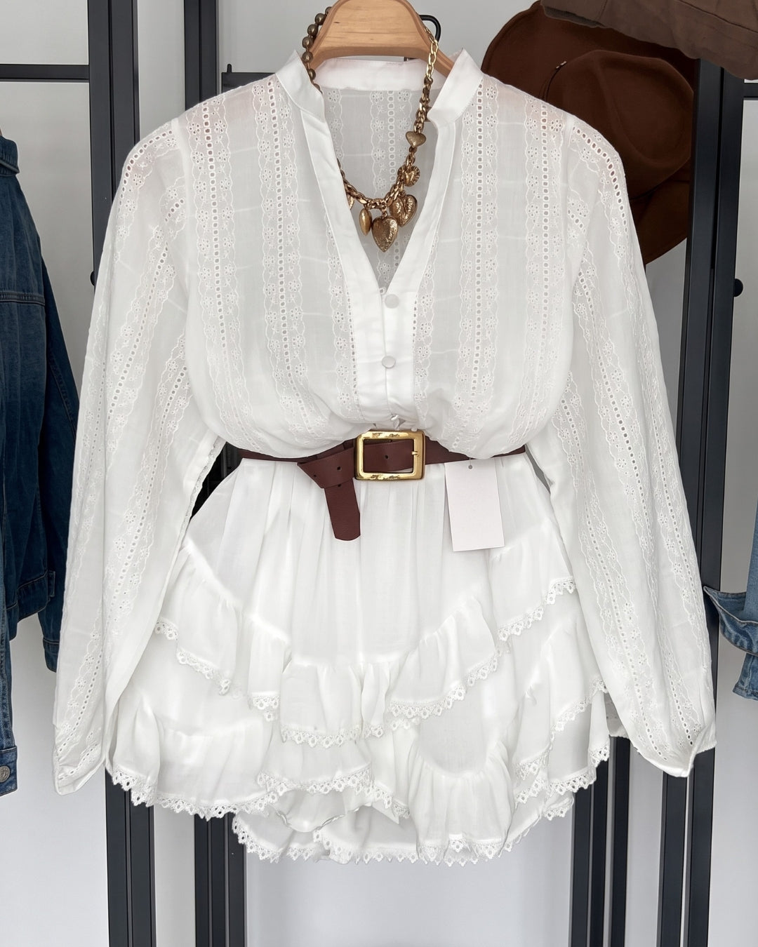 Mirina - Dreamy White Lace Resort Wear Co-Ord Set