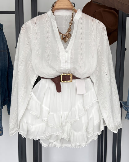 Mirina - Dreamy White Lace Resort Wear Co-Ord Set