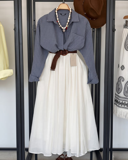 Livia - Premium High Waist Flared Maxi Skirt