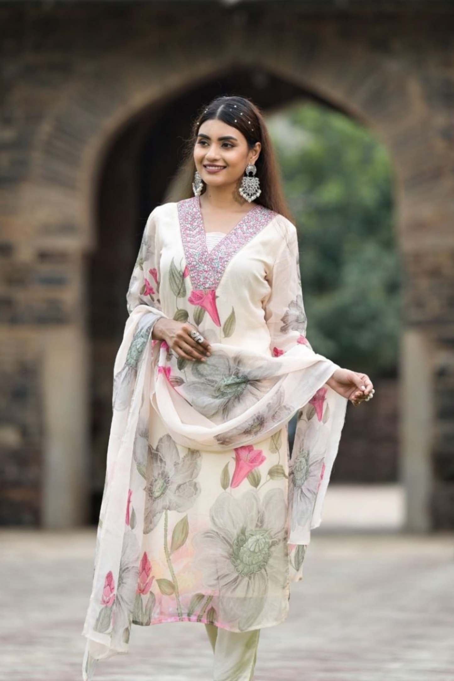 Ivory Petals- Printed Kurta Set