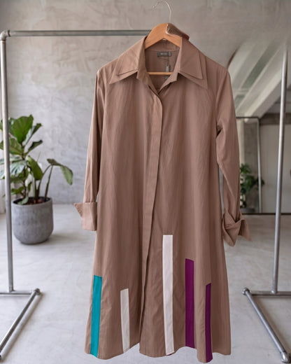 Driti - Brown Contemporary Printed Long Shirt Dress