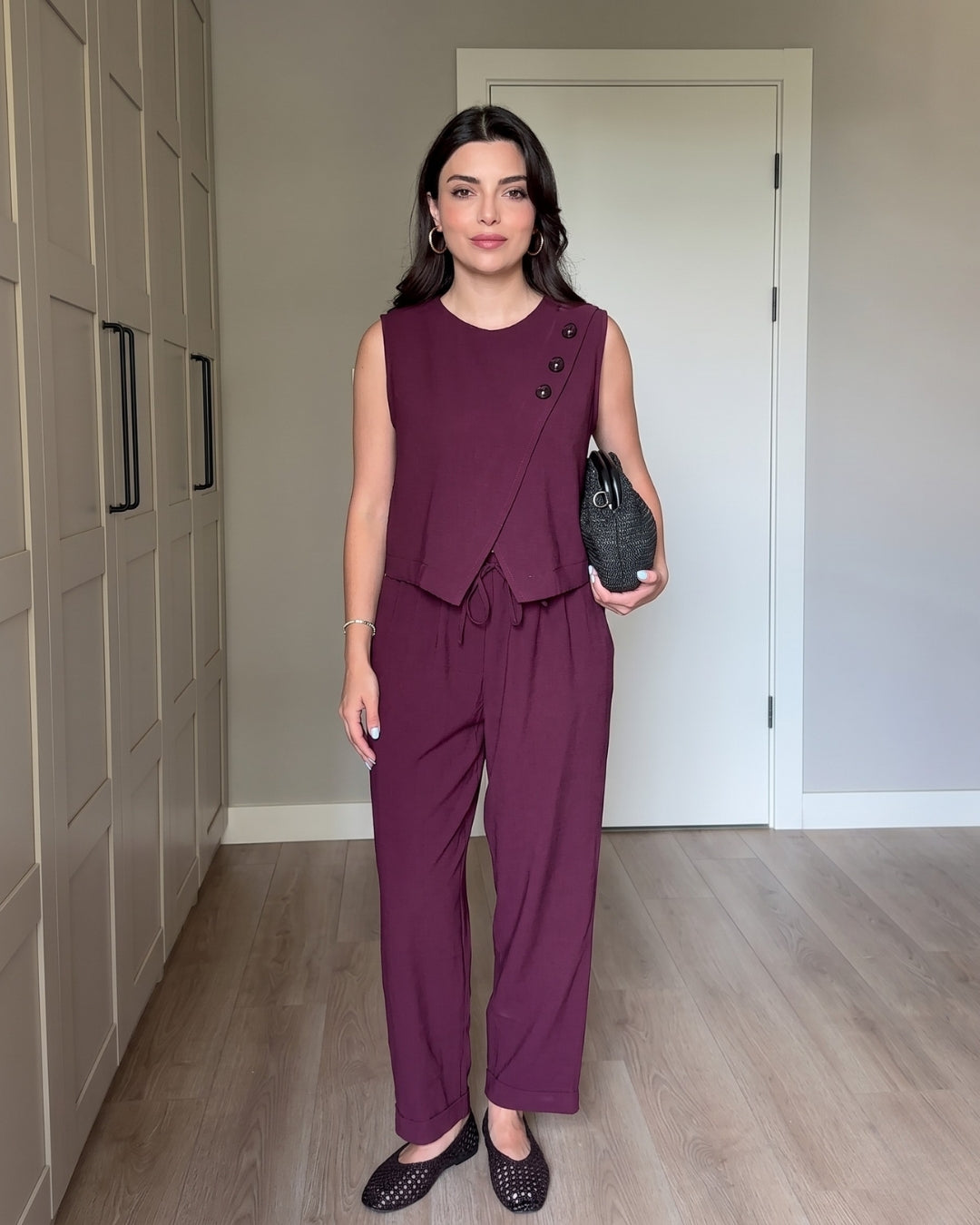 Jiya - Wine Elegance Luxe Sleeveless Co-Ord Set