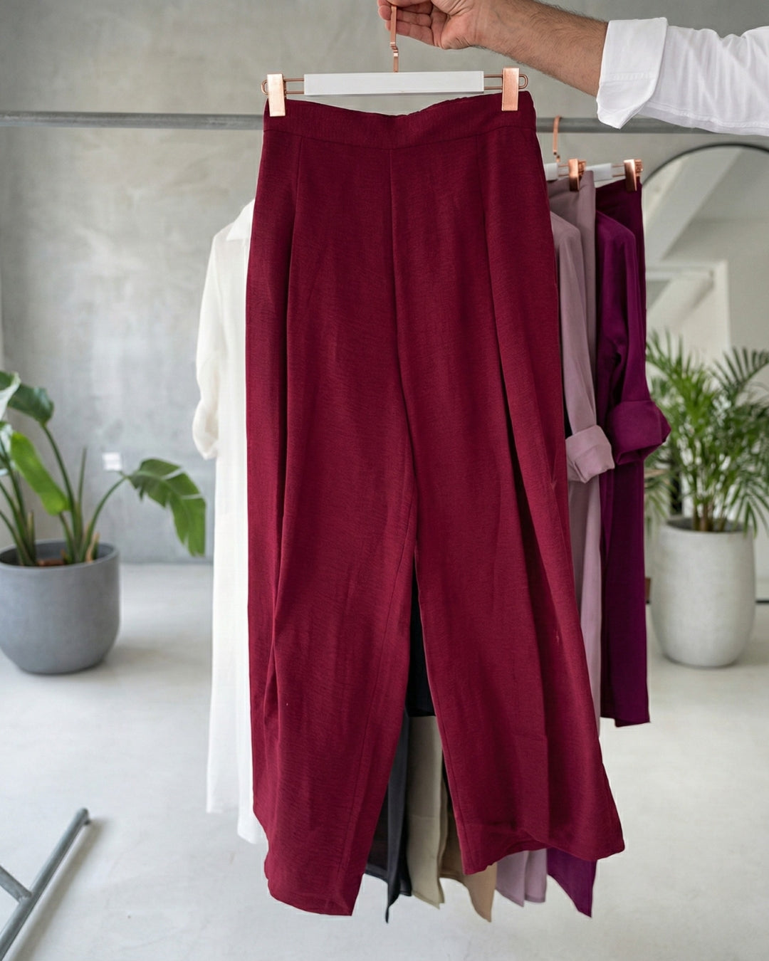 Auralis – Wine Cotton Co-ord Set with Hand Print - Wine