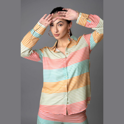 Vibrant Multicolor Striped Co-Ord Set