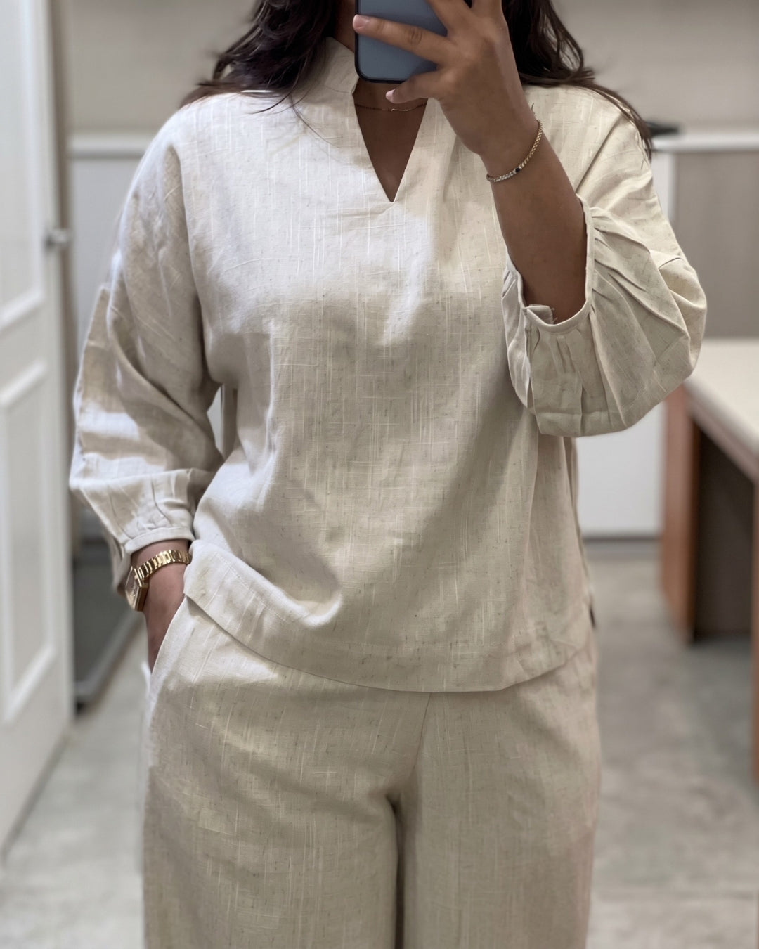 Nyra - Natural Beige Linen Co-Ord
