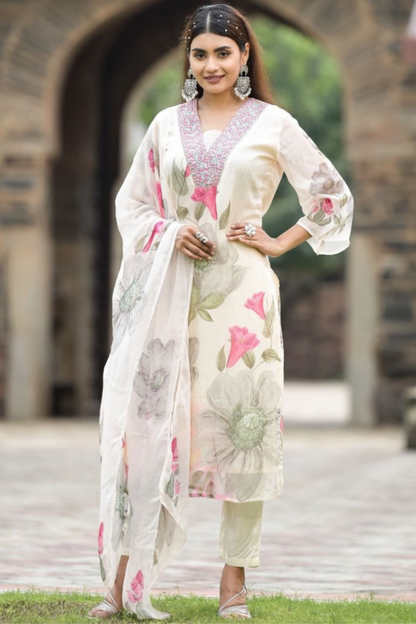 Ivory Petals- Printed Kurta Set