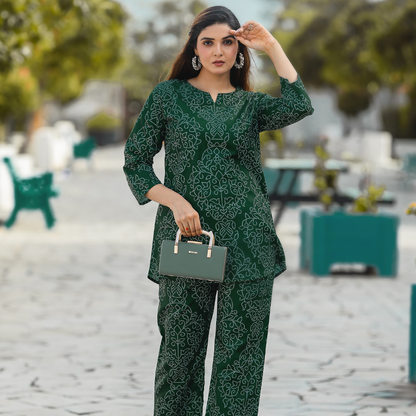 Deep Green Ornate Patterned Co-Ord Set