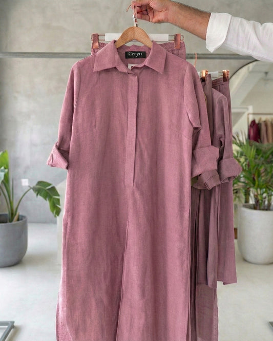 Auralis – Peach Cotton Co-ord Set with Hand Print