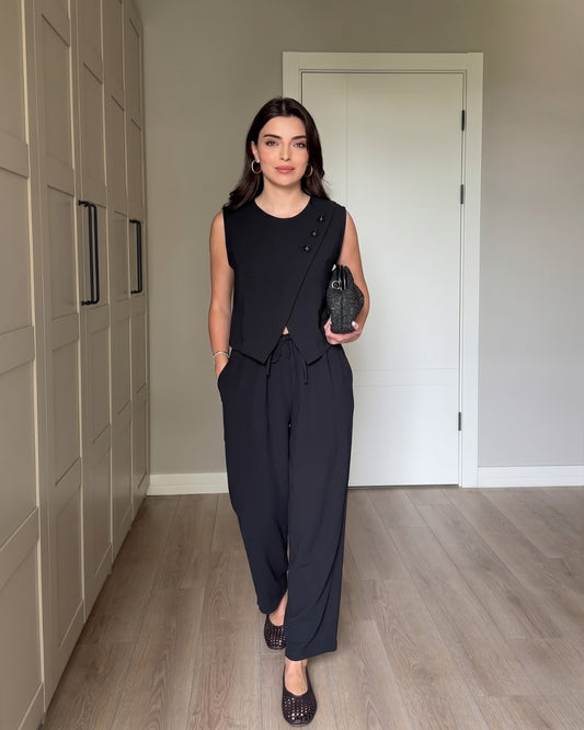 Jiya - Black Elegance Luxe Sleeveless Co-Ord Set