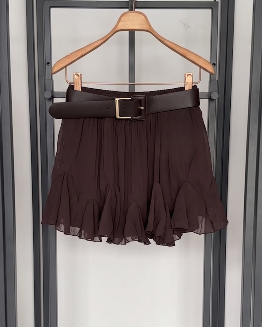 Griva - Chocolate Sheer Chiffon Belted Co-Ord Set