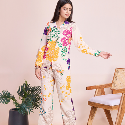 Tropical Bloom Button-Up Co-Ord Set