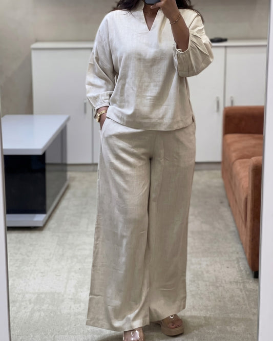 Nyra - Natural Beige Linen Co-Ord