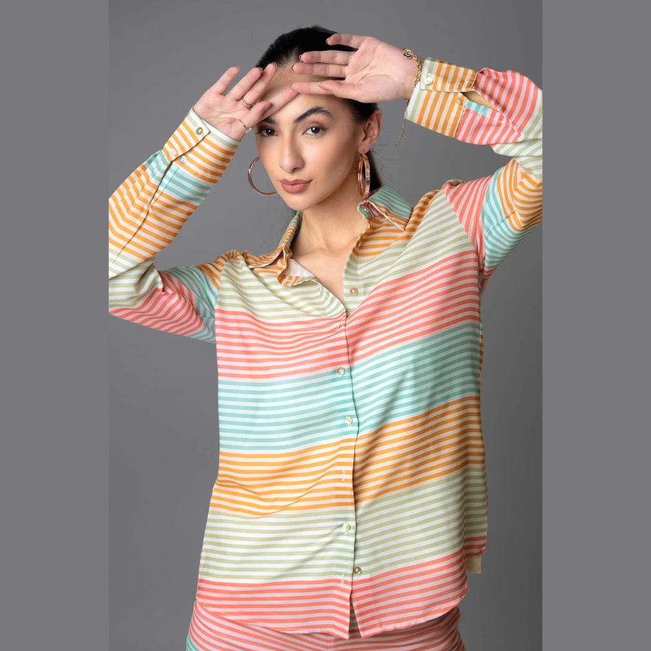 Vibrant Multicolor Striped Co-Ord Set