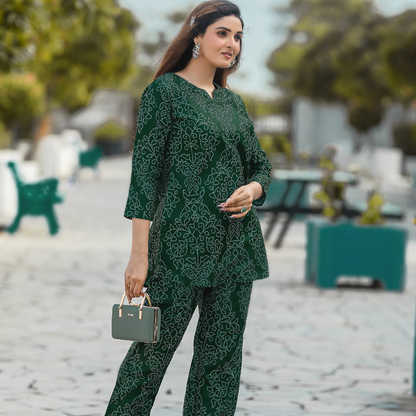 Deep Green Ornate Patterned Co-Ord Set