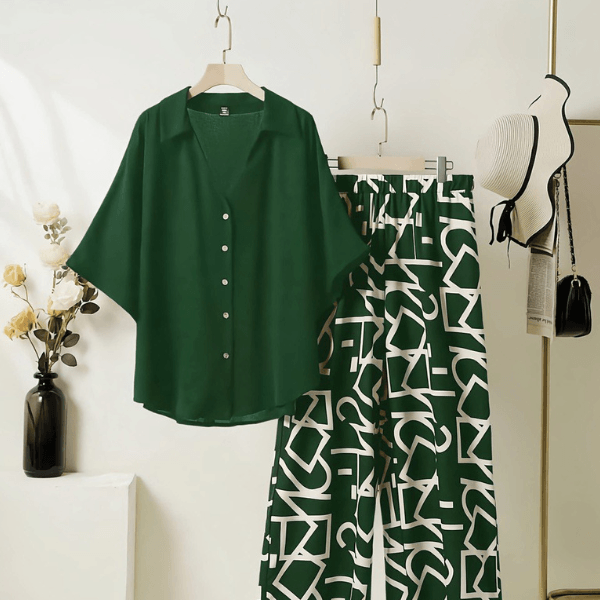 Casual Green Zebra Printed Plazzo Set