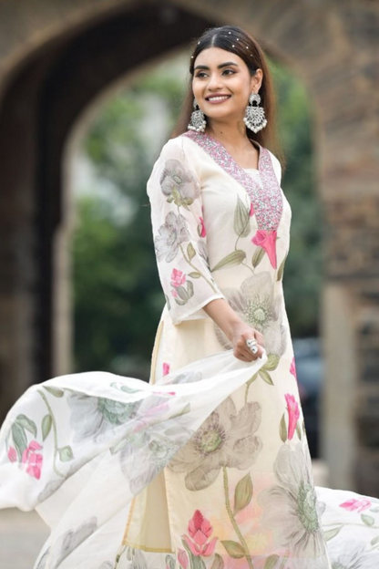 Ivory Petals- Printed Kurta Set