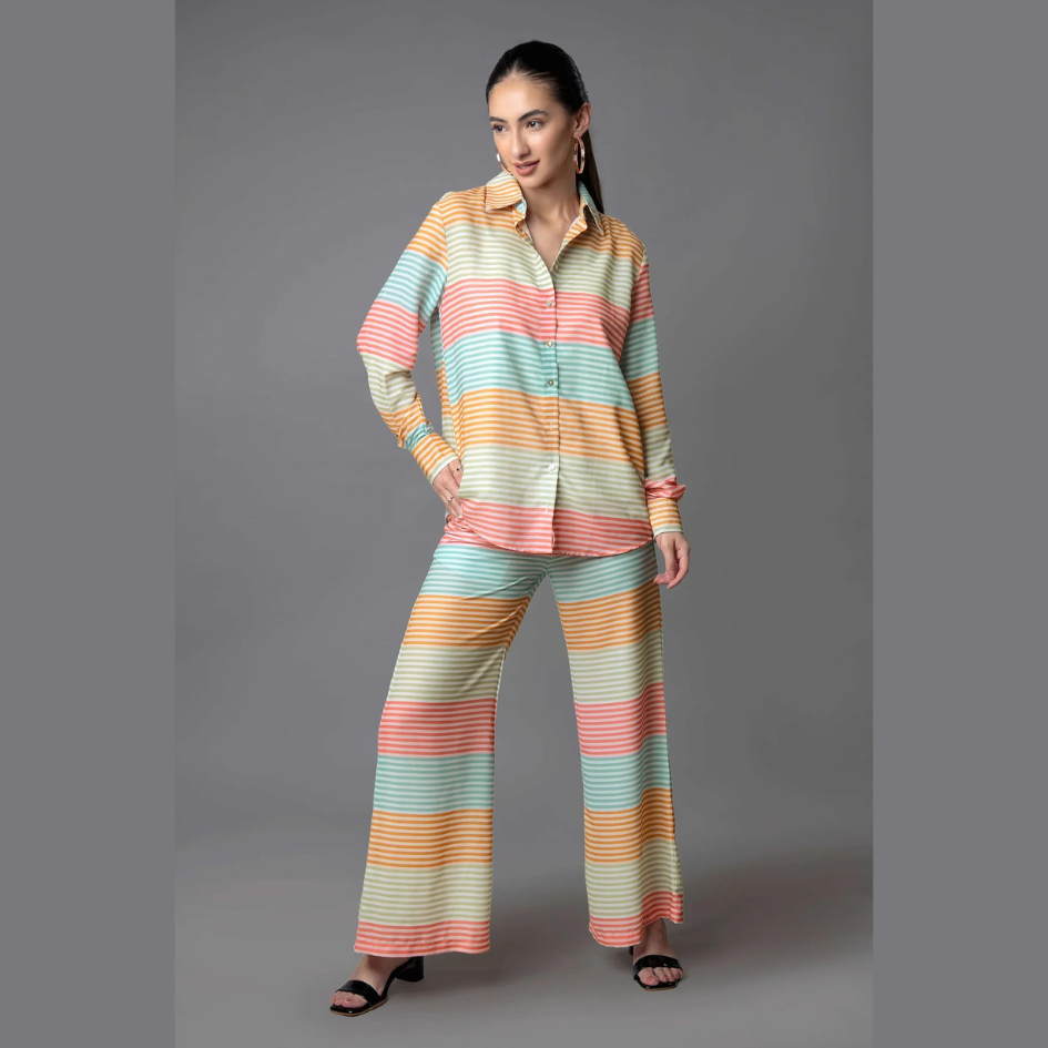 Vibrant Multicolor Striped Co-Ord Set