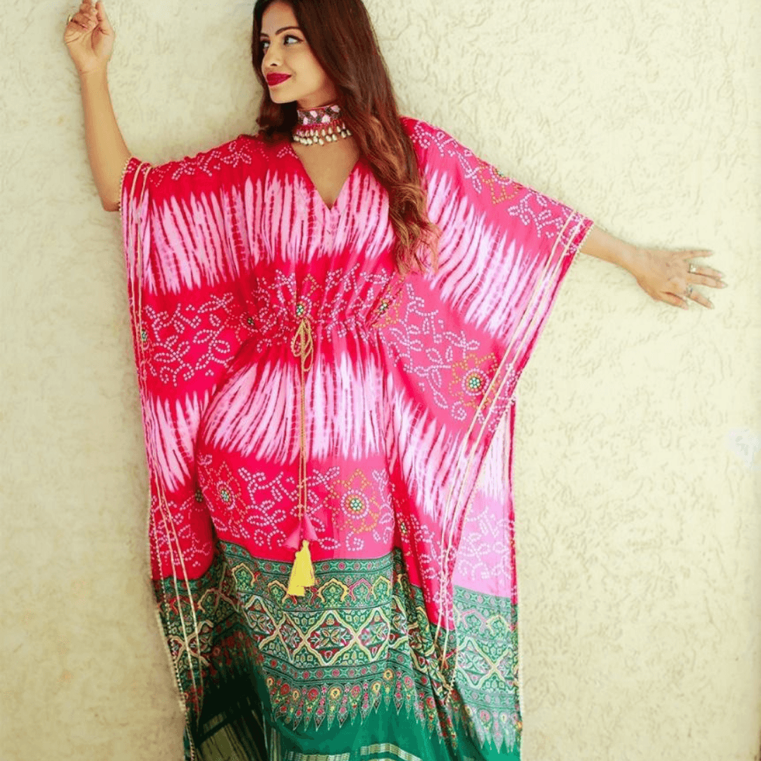 Color Watermelon Print Wonder Satin Kaftan