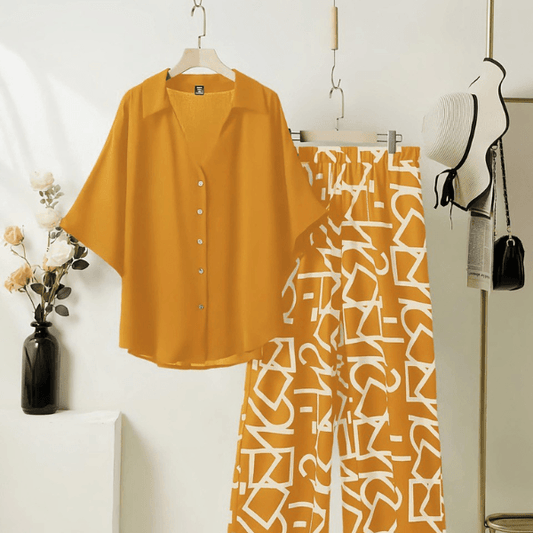 Casual Yellow Minimal Printed Plazzo Set