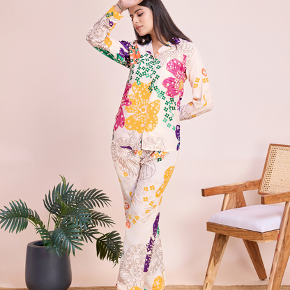 Tropical Bloom Button-Up Co-Ord Set