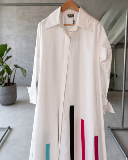 Driti - White Contemporary Printed Long Shirt Dress