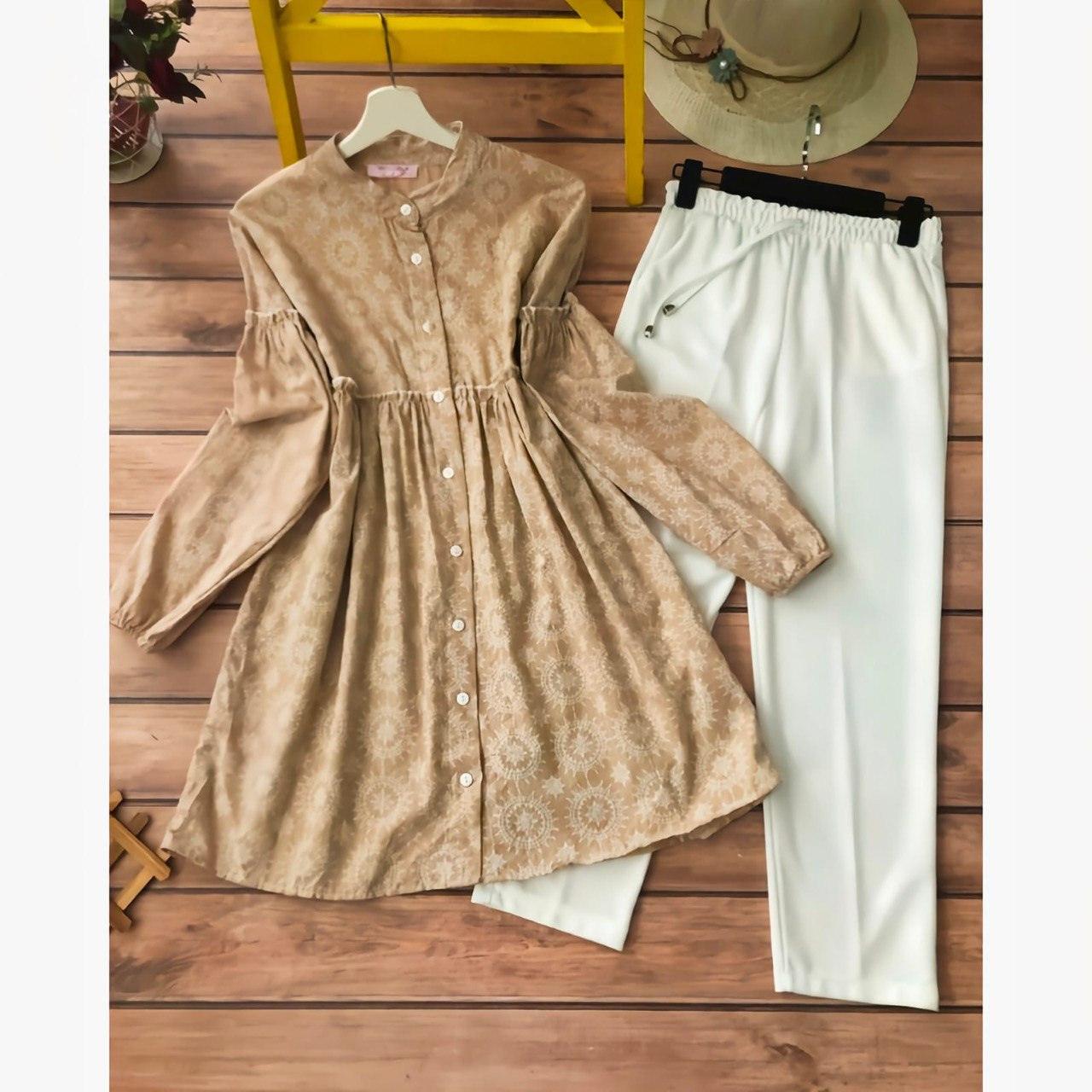 Summer Beige Kurti with Imported Lycra Plazzo Set