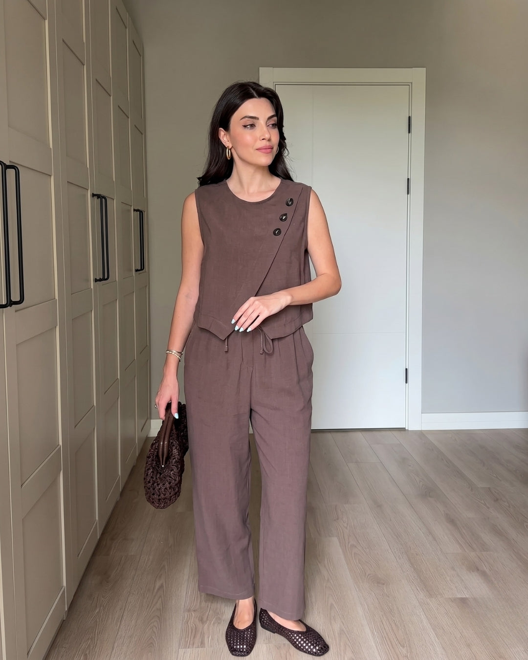 Jiya - Brown Elegance Luxe Sleeveless Co-Ord Set