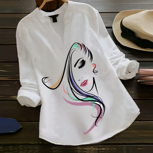 Floral Whispers- Graceful Strokes - Women’s Embroidered White Tops