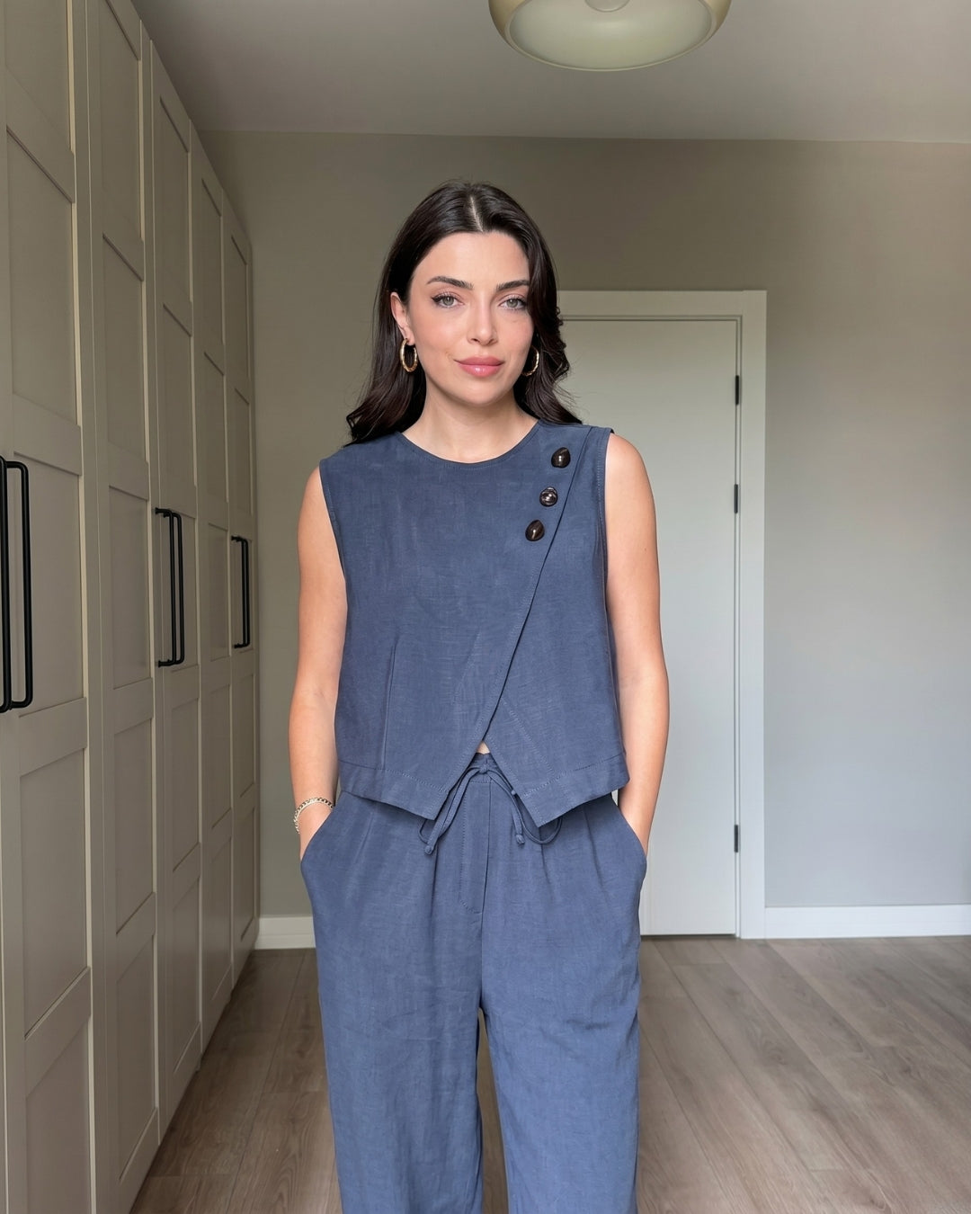 Jiya - Blue Elegance Luxe Sleeveless Co-Ord Set