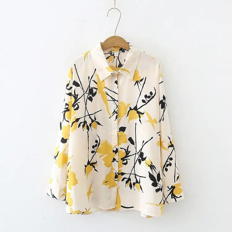 Floral Yellow Print Button-Up Top