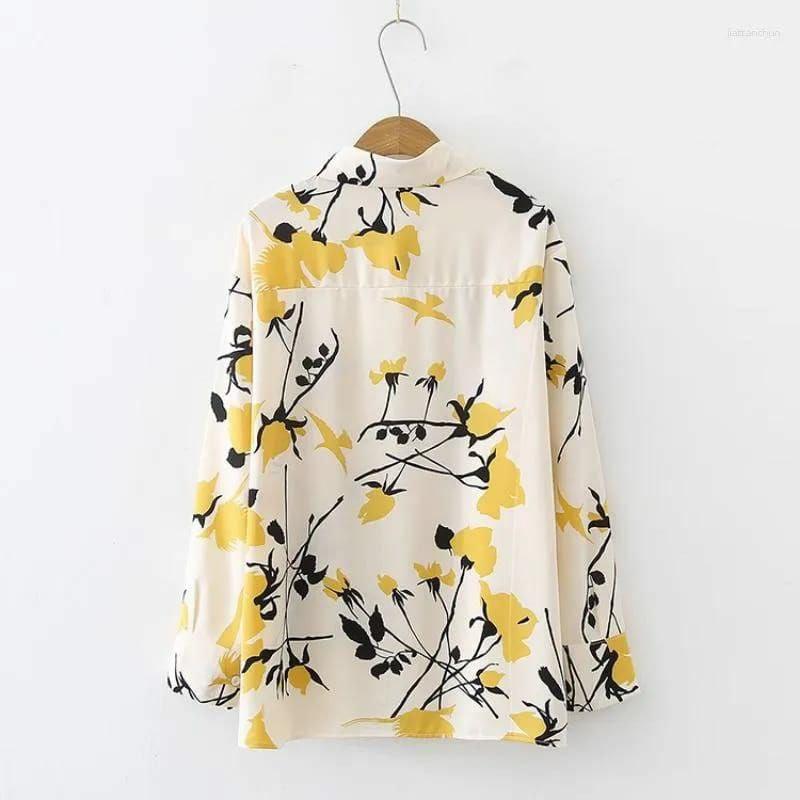 Floral Yellow Print Button-Up Top