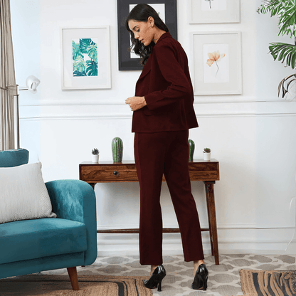 Tailored Wine Three-Piece Suit Set